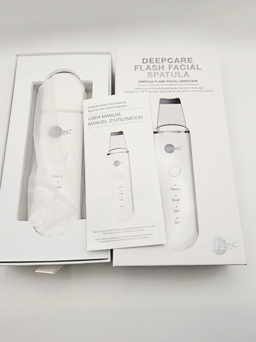 SKIN INC Deepcare Flash Facial Spatula Ultrasonic Pore Blackhead Extractor NIB